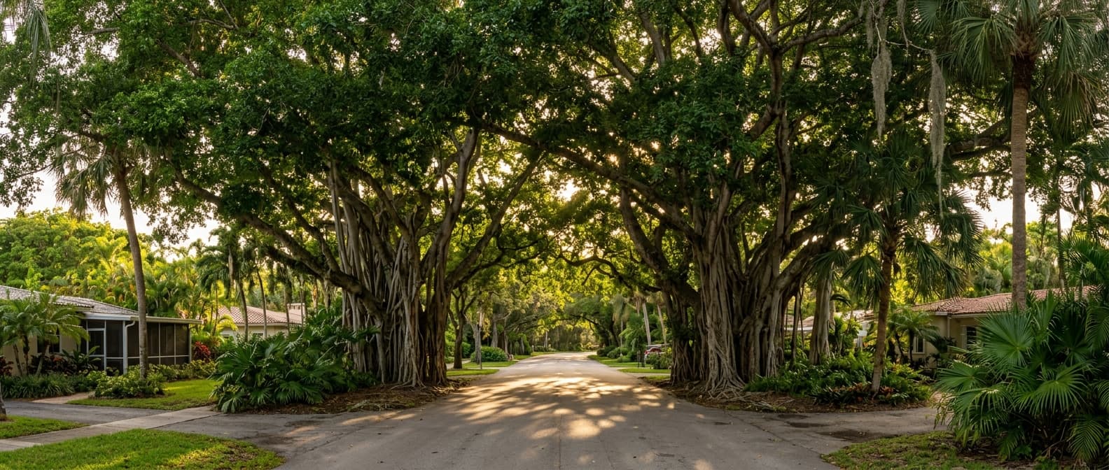 Banyan canopy over Old Cutler Road in South Miami-Dade